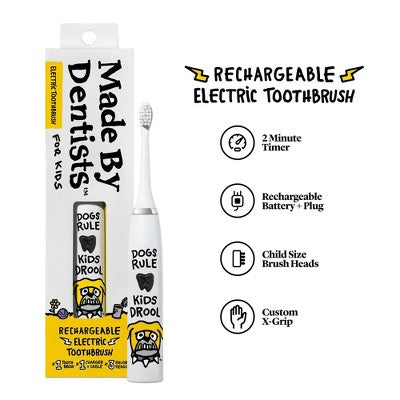 Made by Dentists Kids' Rechargeable Electric Toothbrush with 2 Replacement Toothbrush Heads and Charger - Bulldog