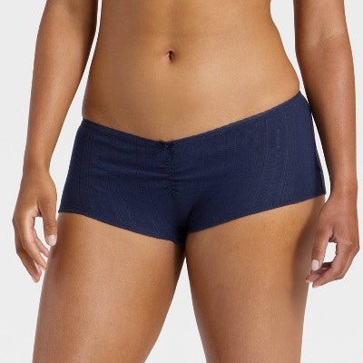 Women's Pointelle Ruched Front Boy Shorts - Wild Fable Blue XXL