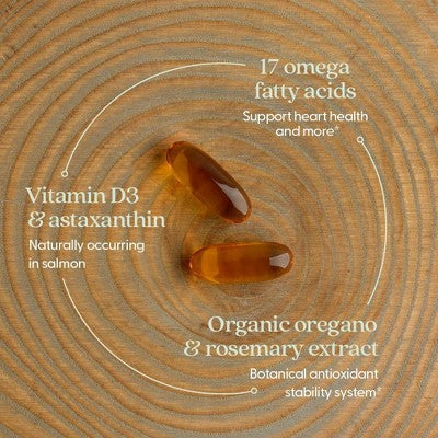 New Chapter Wholemega Fish Oil - Wild Alaskan Salmon Oil - 1000mg Softgels - 60ct: Certified Gluten-Free, NSF Certified