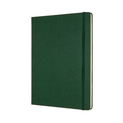 Moleskine Narrow Ruled Notebook 9.75"x7.5" Hard Cover Classic Myrtle Green: Journal, Acid-Free Paper, Elastic Closure