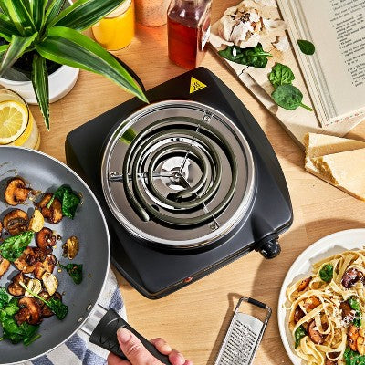 KitchenSmith Single Coil Burner: Metal Cooktop Accessory, Black, 2-Year Warranty, 10.81" Width, 3.38" Height