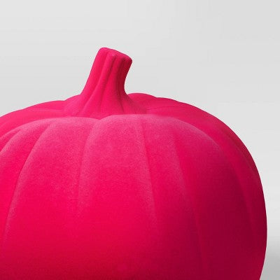 Plastic Halloween Flocked Decor Neon Pink Pumpkin - Hyde & EEK! Boutique: Indoor Sculpture