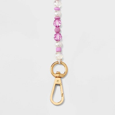 Beaded Accessory Wristlet/Phone Strap - A New Day Pink/White