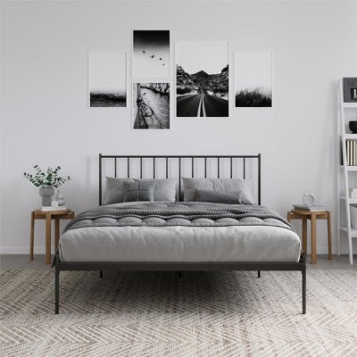 RealRooms Ares Adjustable Height Metal Bed, King, Black (LOCAL PICKUP ONLY)
