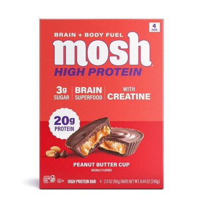 MOSH Peanut Butter Cup High Protein Bars with Creatine - 20g Protein - 8.44oz/4ct