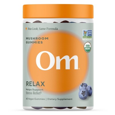 Om Mushrooms Relax for Stress Relief Support Vegan Organic Gummies - 40ct