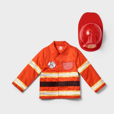 Pretend Play Fire Fighter Costume with Jacket & Hat 2T-4T - Gigglescape