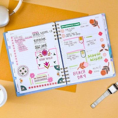 The Happy Planner 2025 Weekly/Monthly Planner 9.75"x8.75" Classic Ethereal Elements: Adult Twin-Wire Calendar, 7x9.25"