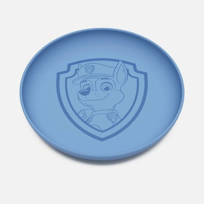 Lalo PAW Patrol 3pc Silicone Plate + Utensils Set - Chase: Solid Pattern, Service For 1, Silicone, Stainless Steel