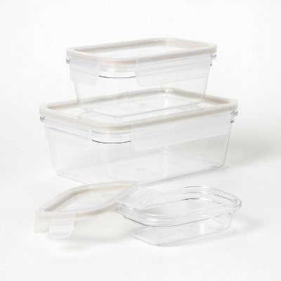 6pc (set of 3) Tritan Plastic Rectangle Food Storage Container Set Clear - Figmint: Stackable, Dishwasher-Safe