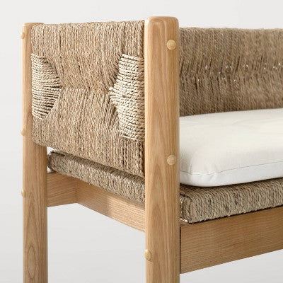 Elden Wood Bench with Woven Back and Loose Cushion Seat (FA) - Threshold designed with Studio McGee (LOCAL PICKUP ONLY)