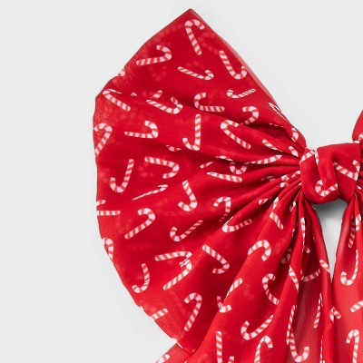 Christmas Candy Cane Bow Hair Clips and Pins - Red
