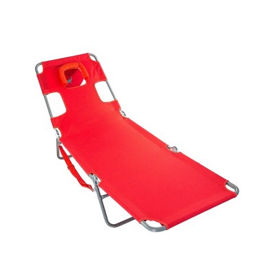 Ostrich 72" x 22" Chaise Lounge Portable Lightweight Reclining Lounger, Outdoor Patio Beach Lawn Camping Pool Tanning Chair, Red
