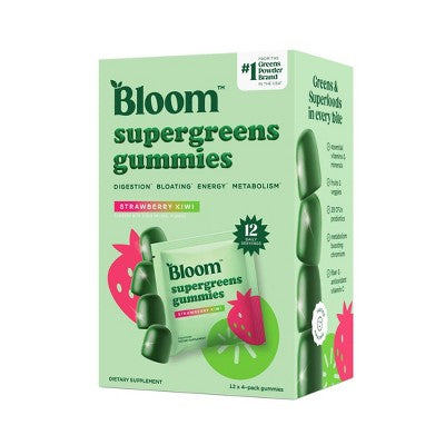 BLOOM NUTRITION Greens & Superfoods Supergreens Gummies - Strawberry Kiwi - 12 servings