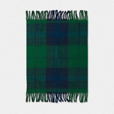 Woven Plaid Throw Blanket Dark Green - Threshold (LOCAL PICKUP ONLY)