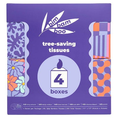 Bim Bam Boo Bamboo Facial Tissue - 4pk/60ct