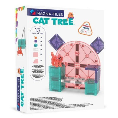 MAGNA-TILES Cat Tree Magnetic Building Set: Educational Math, Creative Engineering, Fine Motor Skill Development, 10 Pieces