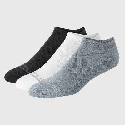 Hanes Originals Premium Men's SuperSoft No Show Socks 3pk - White/Black/Gray 6-12: Arch Support, Cushioned Sole