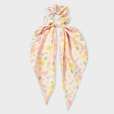 Easter Bunny Flower Print Hair Twister with Tails - Pink/Yellow: Fashion Accessory for All Hair Types