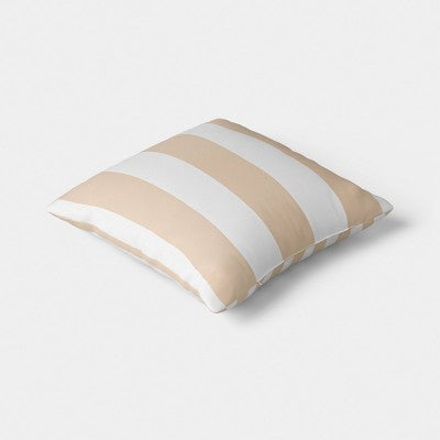 16"x16" Reversible Cabana Stripe Pillow Khaki/Ivory - Room Essentials