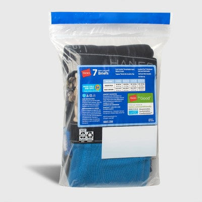 Hanes Boys' 7pk Briefs L: Moisture Wicking, Full Waistband Elastic, Knit Fabric