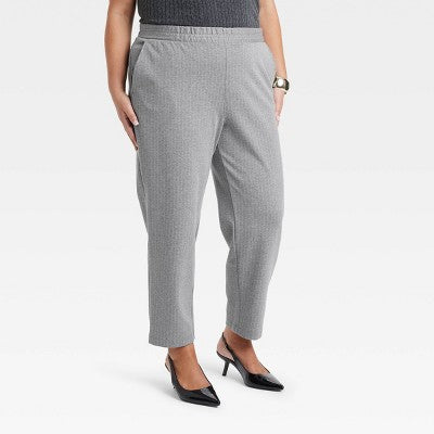 Women's High-Rise Ankle Knit Pull Light Gray Pinstripe 4X