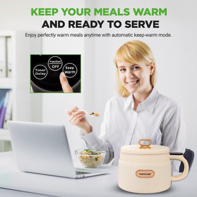 NutriChef 1.6L Multi-Functional Portable Electric Rice Cooker - White, with Ceramic Coating (LOCAL PICKUP ONLY)