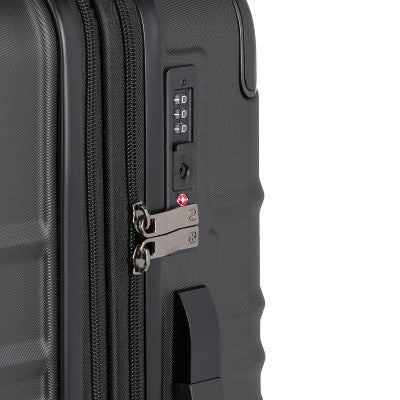 SWISSGEAR Checklite Medium Checked Spinner Suitcase - Black: Polyester Structured Luggage