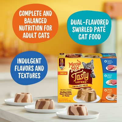 Meow Mix Tasty Layers with Fish,Turkey,Chicken and Tuna Wet Cat Food Variety Pack - 2.75oz (LOCAL PICKUP ONLY)
