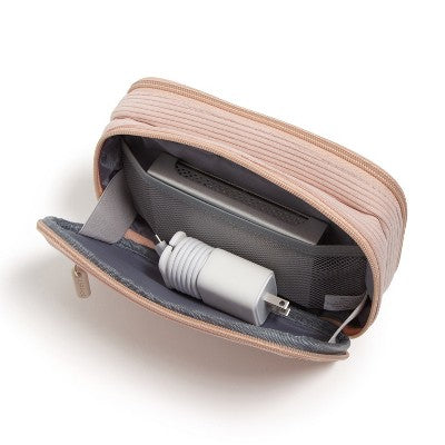 U Brands 8"x5.25" Dual Zip Corduroy Tech Organizer Dusty Rose