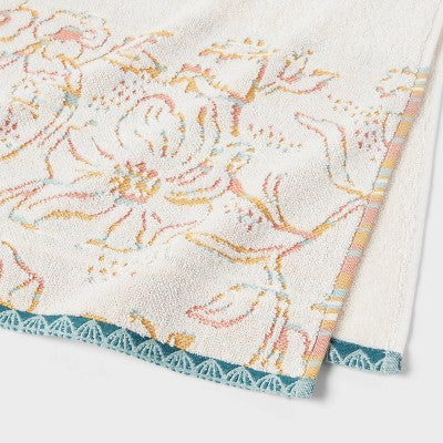 2pc Boho Border Floral Bath Towel Multi - Threshold
