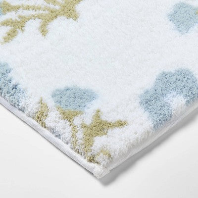 20"x30" Floral Block Bath Rug Blue/Green - Threshold