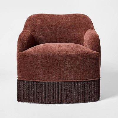 Upholstered Swivel Accent Chair with Fringe Red - Threshold Designed with Studio McGee (LOCAL PICKUP ONLY)