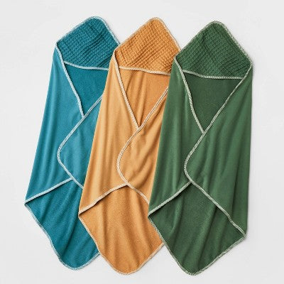 Baby Boys' 3pk Waffle Hooded Bath Towel - Cloud Island Olive Green
