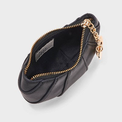Croissant Clip On Pouch - A New Day Black: Solid Coin Purse, Unstructured Design