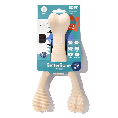 BetterBone Soft Beef Nylon Free Dog Bone Chew Toy - L: BPA-Free, Cellulose Material, Durable Construction
