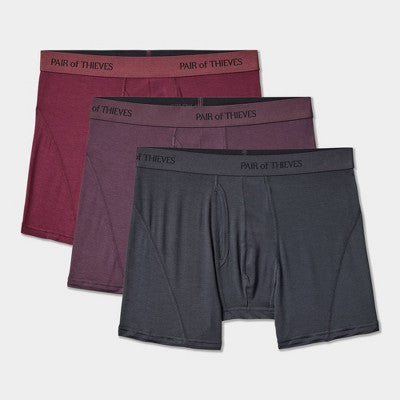 Pair of Thieves Men's Rayon Made From Bamboo 3pk Boxer Briefs - Wine S