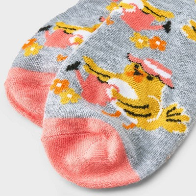 Women's Gardening Chick Low Cut Socks - Heather Gray/Peach 4-10: Recycled Polyester, Animal Icon Pattern