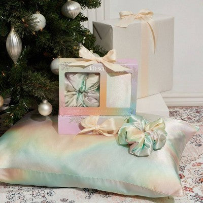 Kitsch Well Rested Satin Pillowcase & Pillow Scrunchie Aura - 2pc