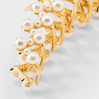 Metal Pearled Claw Hair Clip - A New Day Gold