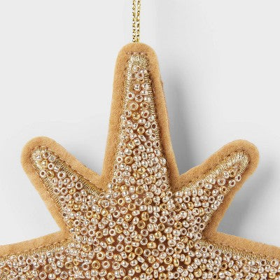 Beaded Fabric 8-Point Star Christmas Tree Ornament Gold - Wondershop