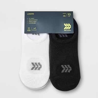 Women's 10pk Lightweight Liner Socks - All In Motion  4-10
