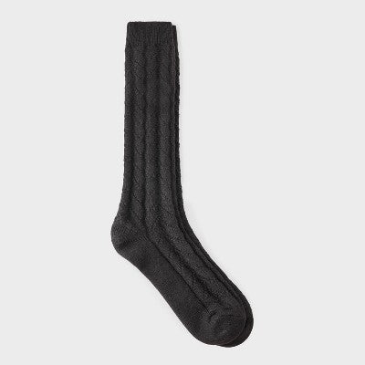 Women's Herringbone Texture Super Soft Knee High Boot Socks - Auden Black 4-10