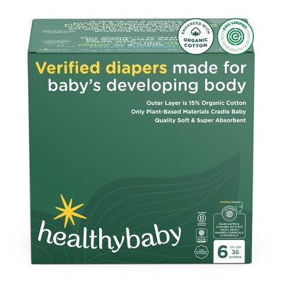 HealthyBaby Certified Safe Organic Cotton Enhanced Diapers - Size 6 - 36ct