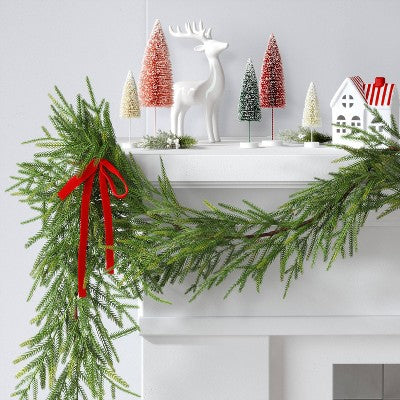 6' Christmas Unlit Norfolk Pine Draping with Red Bows Garland - Wondershop (LOCAL PICKUP ONLY)
