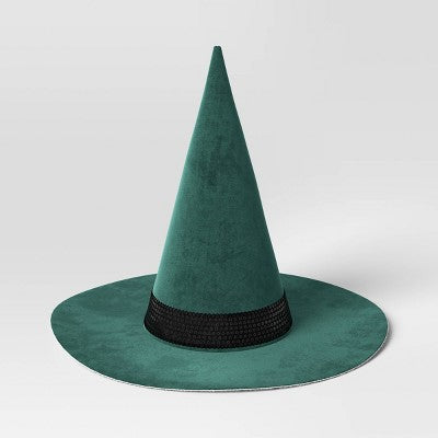 12" Velvet Green Witch Hat Halloween Decorative Prop - Hyde & EEK! Boutique