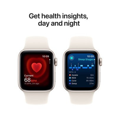 Apple Watch SE GPS (2024) 40mm Starlight Aluminum Case with Starlight Sport Band - S/M