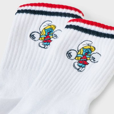Women's Smurfs American Sweetheart Crew Sock - White/Blue 4-10
