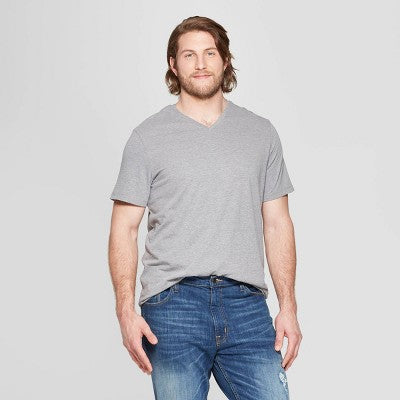 Men's Big & Tall Every Wear Short Sleeve V-Neck T-Shirt Gray XXLT