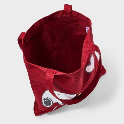 Girls' Peanuts Snoopy with Heart and Balloon Tote Bag - Red: Cotton Shell, Classic Dog Pattern, Lightweight Woven Design